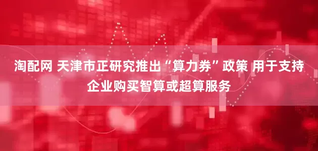 淘配网 天津市正研究推出“算力券”政策 用于支持企业购买智算或超算服务